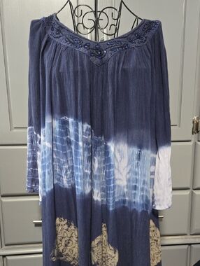 Shoreline Navy Textured Boho Top